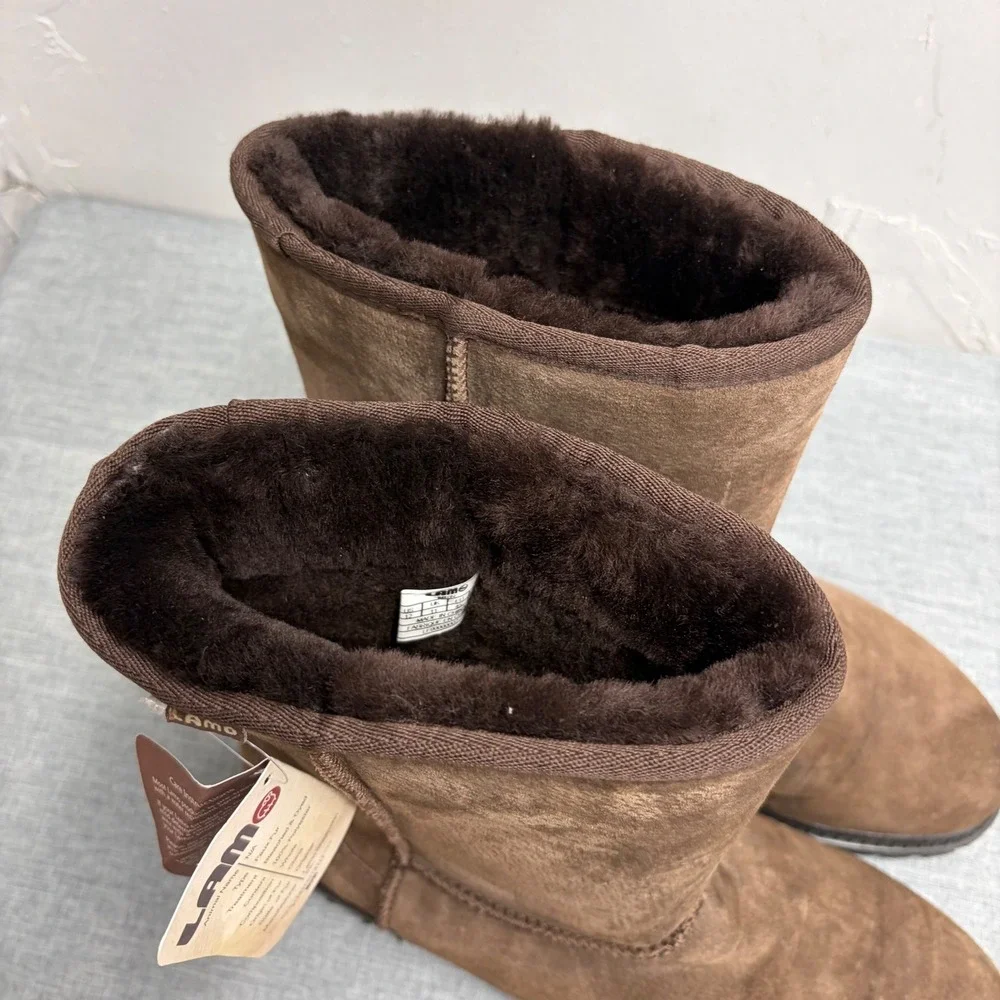 Lamo Boots Mens Size 12 Brown Suede Faux Fur Lined Rugged Lug Sole LF00000002